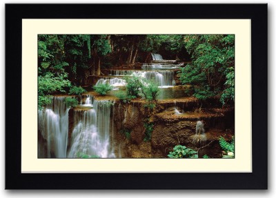 

Waterfall in Green landscape Fine Art Print(14 inch X 20 inch, Framed)