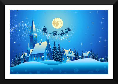

Tallenge - Christmas Art - Digital Painting - Santa Claus Is Coming To Town - Large Size Ready To Hang Framed Digital Art Print On Photographic Paper(24 inch X 16 inch, Framed)