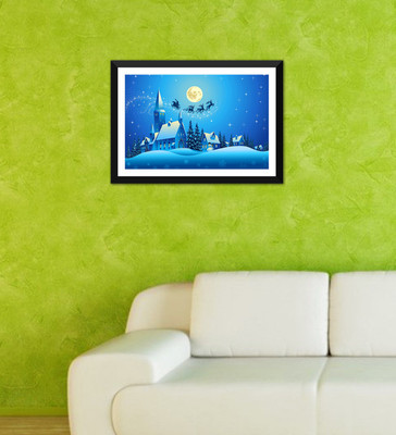 

Tallenge - Christmas Art - Digital Painting - Santa Claus Is Coming To Town - Ready To Hang Framed A3 Size Poster Paper Print(17 inch X 12 inch, Framed)
