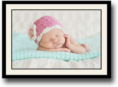 

Newborn baby in pink cap Fine Art Print(10 inch X 14 inch, Framed)