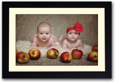 

Cute babies with Apples Fine Art Print(14 inch X 20 inch, Framed)