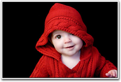 Baby in store red dress
