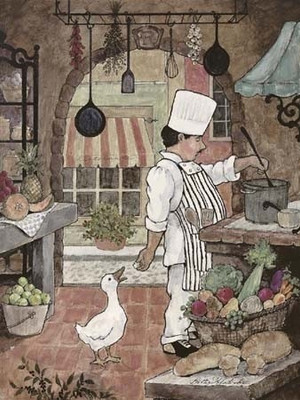 

Chef with Goose Fine Art Print(17 inch X 13 inch, Rolled)