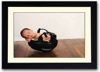 

Cute Little Baby Sleeping In Helmet Fine Art Print(14 inch X 20 inch, Framed)