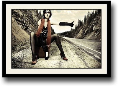 

Girl looking for a ride Fine Art Print(10 inch X 14 inch, Framed)