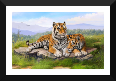 

Tallenge - Fearless Twin Tigers - Premium Quality A3 Size Framed Poster Paper Print(17 inch X 12 inch, Framed)