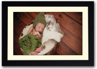 

Baby Sleeping In Green Fur Fine Art Print(14 inch X 20 inch, Framed)