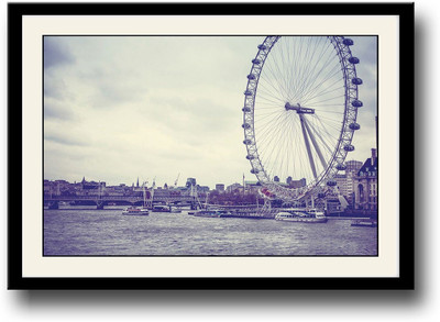

Giant wheel river and boats Fine Art Print(10 inch X 14 inch, Framed)