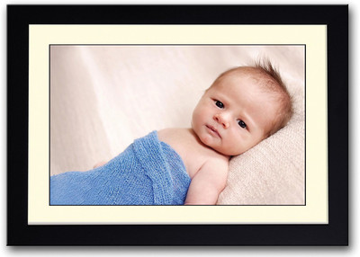 Newborn Baby In Blue Fine Art Print(14 inch X 20 inch, Framed)