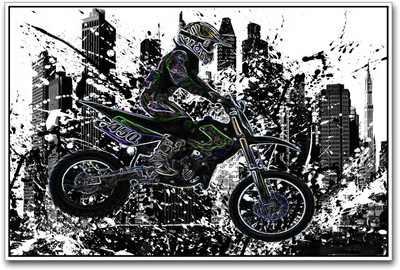 

Motocross Kawasaki artwork Paper Print(12 inch X 18 inch)