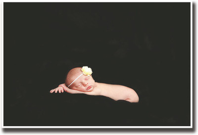 

Cute Baby with yellow bow Fine Art Print(12 inch X 18 inch, Rolled)