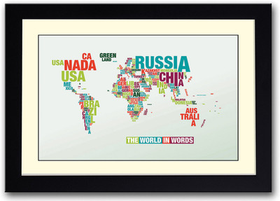 

The world in words typography Fine Art Print(14 inch X 20 inch, Framed)