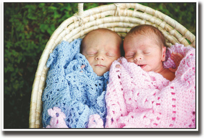 

Two cute babies in basket Fine Art Print(12 inch X 18 inch, Rolled)