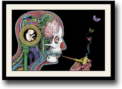 

Man smoking butterflies Fine Art Print(10 inch X 14 inch, Framed)