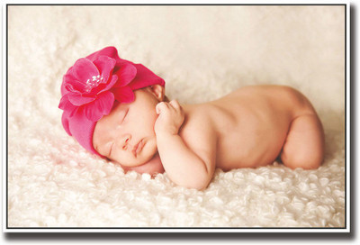 

Baby with a pink rose hat Fine Art Print(12 inch X 18 inch, Rolled)