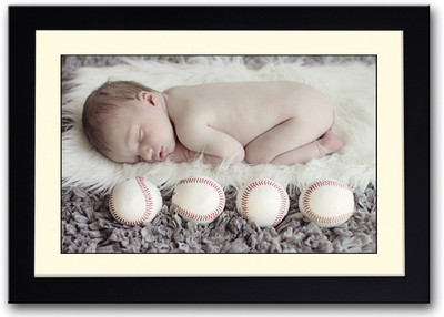 

Cute Baby With Baseballs Fine Art Print(14 inch X 20 inch, Framed)