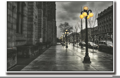 

Posterhouzz Street view with lamps Fine Art Print(12 inch X 18 inch, Rolled)