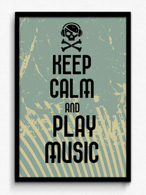 Seven Rays Keep calm and Play Music Framed (Small)(19 inch X 13 inch)