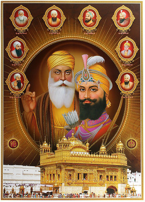 

Bm Traders Golden Zari Work Photo Of Golden Temple With 10 Gurus Unframed Rolled Wall Poster (25 X 36 Inches) Fine Art Print(36 inch X 25 inch, Rolled)