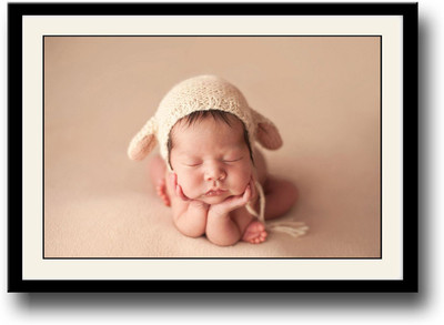 

Super cute baby with brown hat Fine Art Print(10 inch X 14 inch, Framed)
