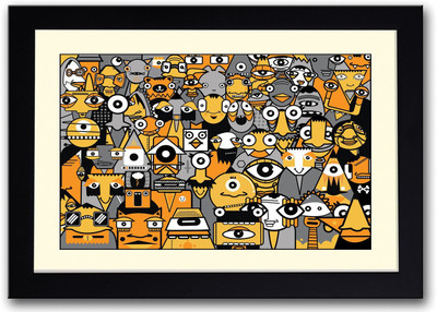 

Cartoon Faces With Big Eyes Fine Art Print(14 inch X 20 inch, Framed)