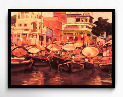 Seven Rays Colourful Banaras Framed (Small)(17.5 inch X 13 inch)