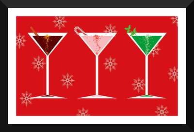 

Tallenge - Christmas Art - Holiday Cocktails - Large Size Ready To Hang Framed Digital Art Print On Photographic Paper(24 inch X 15 inch, Framed)