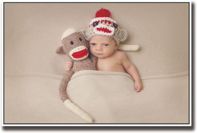 

Cute baby with a monkey Fine Art Print(12 inch X 18 inch, Rolled)