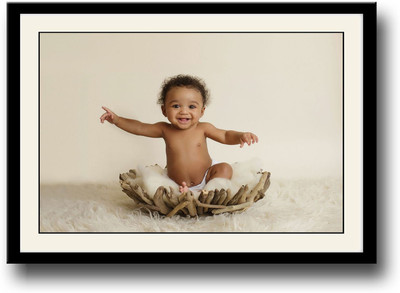 

Baby on wooden basket Fine Art Print(10 inch X 14 inch, Framed)