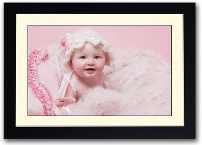 

Cute Baby With Pink Pillow Fine Art Print(14 inch X 20 inch, Framed)