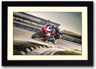 

Bike Cornering Fine Art Print(14 inch X 20 inch, Framed)