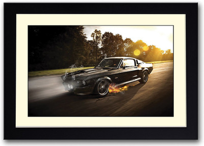 

Black car fire artistic Fine Art Print(14 inch X 20 inch, Framed)