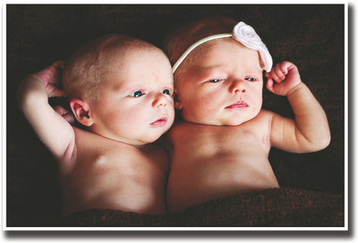 Two cute babies Fine Art Print(12 inch X 18 inch, Rolled)