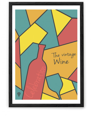 

Hulkut Vintage Wine Art Print with black frame 16 * 24 Inches Fine Art Print(26 inch X 1 inch, Framed)