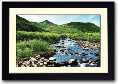

Water Flowing through Mountain Fine Art Print(14 inch X 20 inch, Framed)