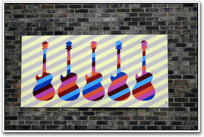 

Colorful Guitars in the Wall Paper Print(12 inch X 18 inch)