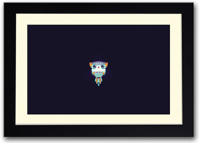 

Colourful Owl In Blue Background Fine Art Print(14 inch X 20 inch, Framed)