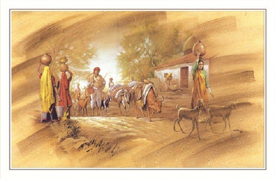 

Bm Traders Beautiful Village Scenery Big Rolled Canvas Art(30 inch X 60 inch)