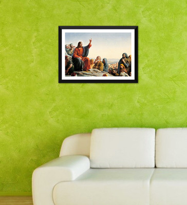 

Tallenge - Christmas Art - Jesus Giving SermOn Paper Print(17 inch X 12 inch, Framed)