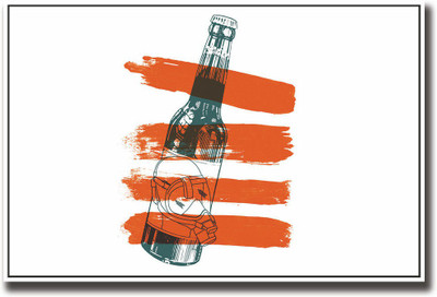 

Beer bottle with orange stripes Fine Art Print(12 inch X 18 inch, Rolled)