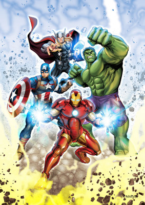 

ORKA Marvel-Team Avengers Digital Printed with Laminated Paper Print(18 inch X 12 inch, Rolled)