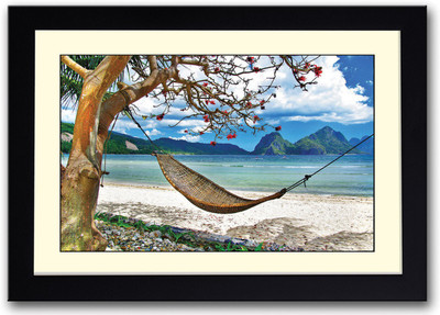 

Relaxing swing on the beach Fine Art Print(14 inch X 20 inch, Framed)