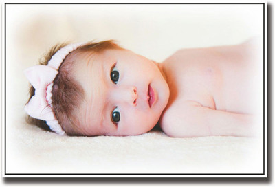 

Baby with pink hair band looking Fine Art Print(12 inch X 18 inch, Rolled)