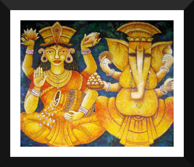 Tallenge - Auspicious Lakshmi Ganesha - Diwali Puja - Framed A3 Size Poster Paper Print(17 inch X 12 inch, Framed)