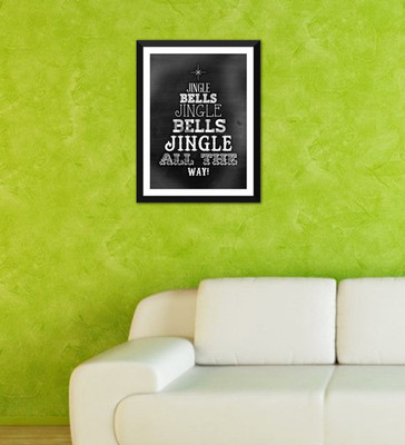 

Tallenge - Christmas Art - Chalkboard Graphic - Jingle Bells - Ready To Hang Framed A3 Size Poster Paper Print(17 inch X 12 inch, Framed)