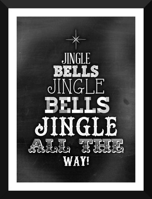 

Tallenge - Christmas Art - Chalkboard Graphic - Jingle Bells - Medium Size Ready To Hang Framed Digital Art Print On Photographic Paper(18 inch X 13 inch, Framed)