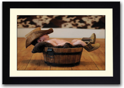 

Cute Newborn Baby With Cowboy Hat Fine Art Print(14 inch X 20 inch, Framed)
