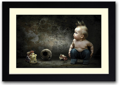 

Cute Baby Football Player Fine Art Print(14 inch X 20 inch, Framed)