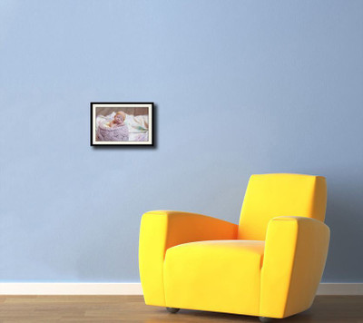 

Cute baby with yellow band Fine Art Print(10 inch X 14 inch, Framed)