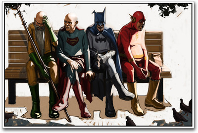 

Old SuperHeroes funny Paper Print(12 inch X 18 inch)